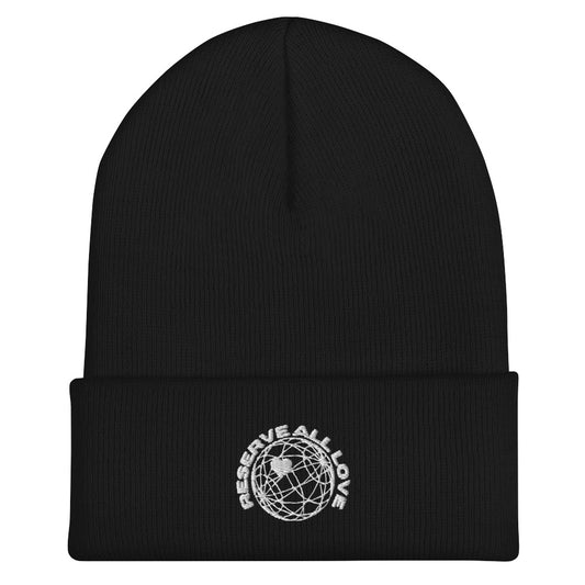 Reserve All Love Black and White Cuffed Beanie