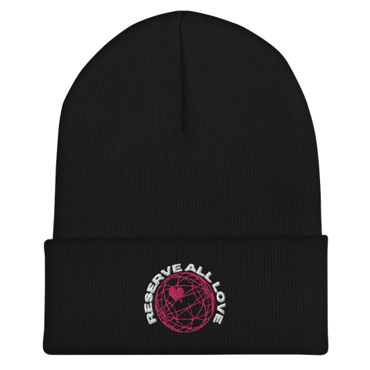 Reserve All Love Black and Pink Cuffed Beanie