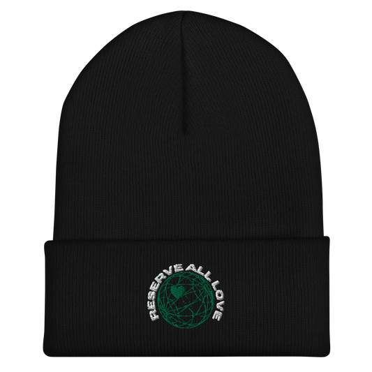 Reserve All Love Black and Green Cuffed Beanie