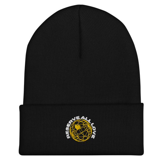 Reserve All Love Black and Yellow Cuffed Beanie