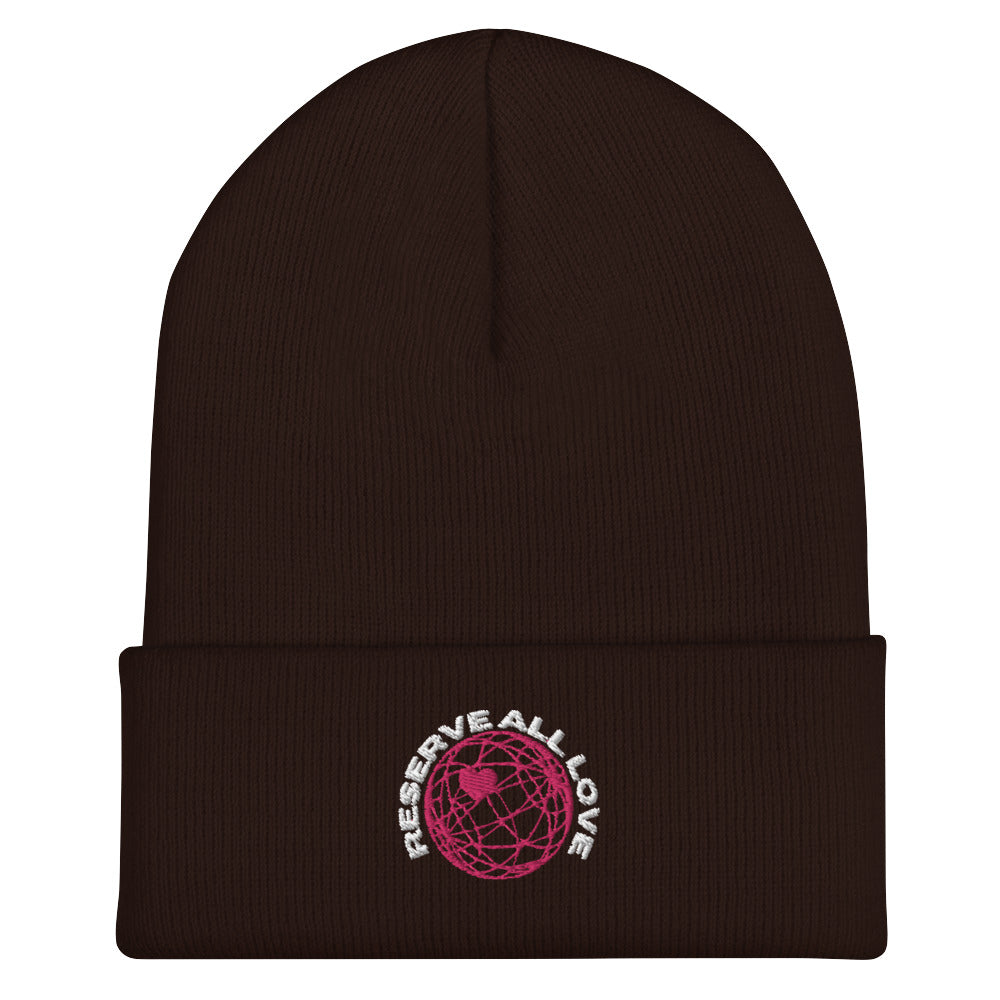 Reserve All Love Brown and Pink Cuffed Beanie