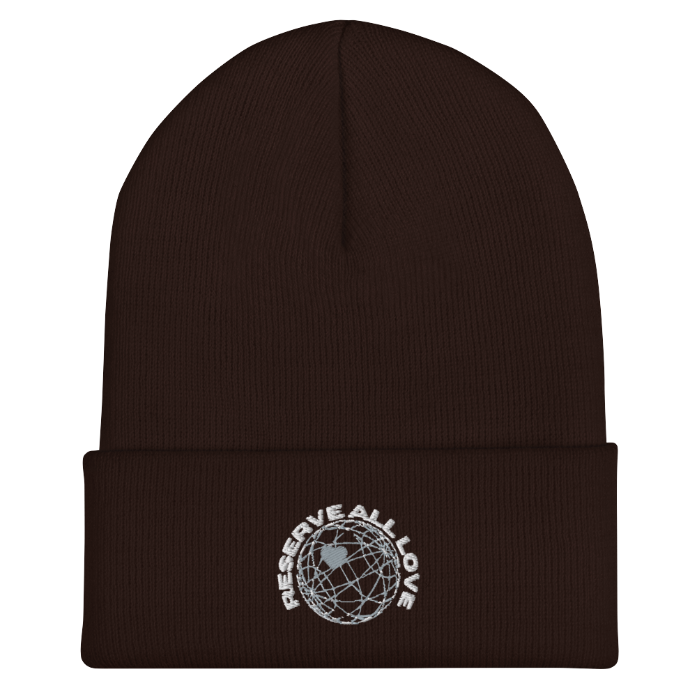 Reserve All Love Brown and White Cuffed Beanie