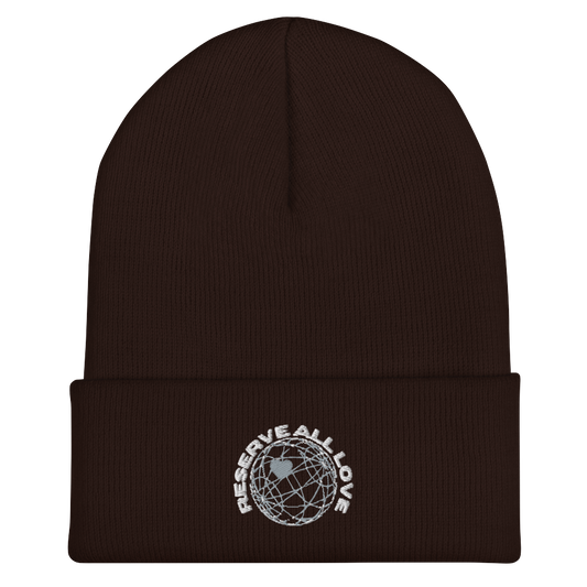 Reserve All Love Brown and White Cuffed Beanie