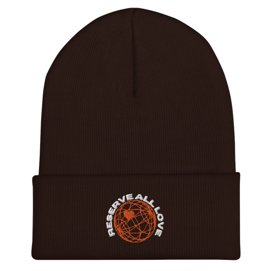 Reserve All Love Brown and Orange Cuffed Beanie