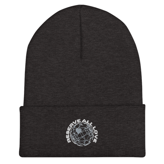 Reserve All Love Dark Grey and White Cuffed Beanie