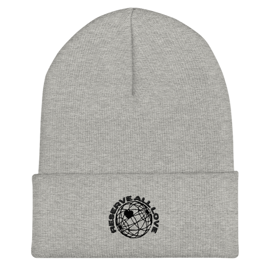 Reserve All Love Light Grey and Black Cuffed Beanie