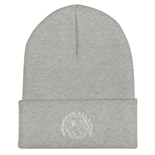 Reserve All Love Light Grey and White Cuffed Beanie