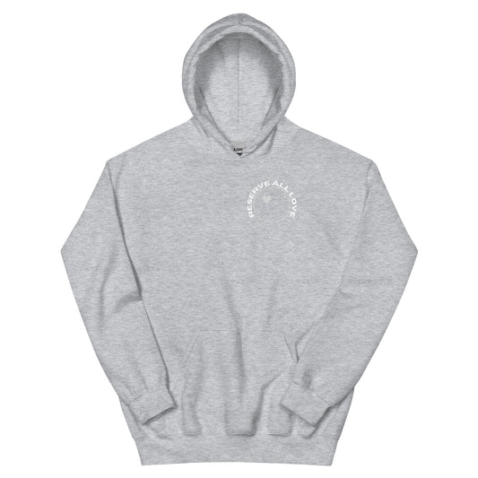 Reserve All Love Light Grey and White Hoodie