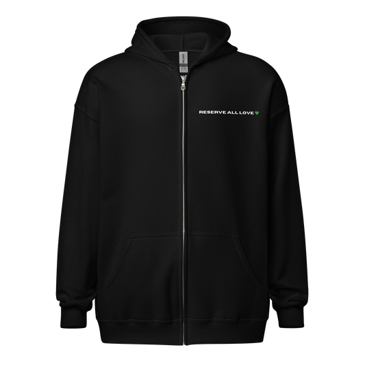 Reserve All Love Black and Green Zip Hoodie