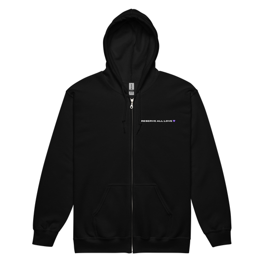 Reserve All Love Black and Purple Zip Hoodie