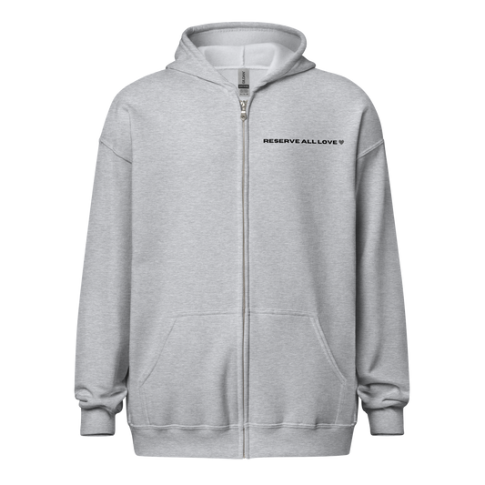 Reserve All Love Light Grey and Black Zip Hoodie