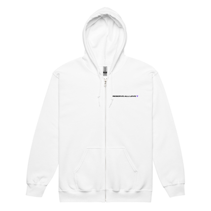 Reserve All Love White and Purple Zip Hoodie