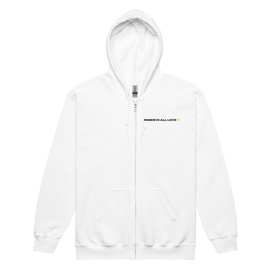 Reserve All Love White and Yellow Zip Hoodie